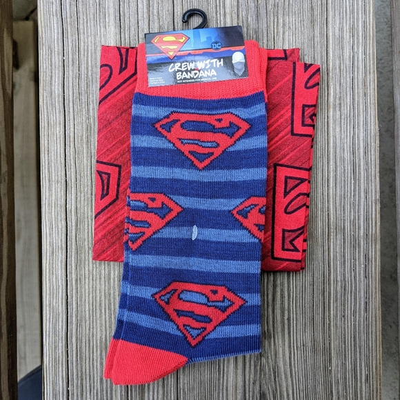 DC Superman Crew Socks with Bandana NWT